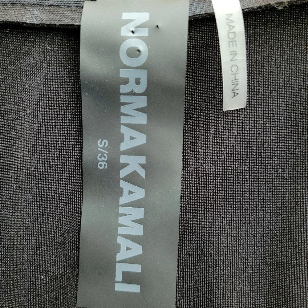 NORMA KAMALI Ruched Black Lame Boyfriend Shirt Dress Small Mini Dress Plunge - Picture 9 of 15